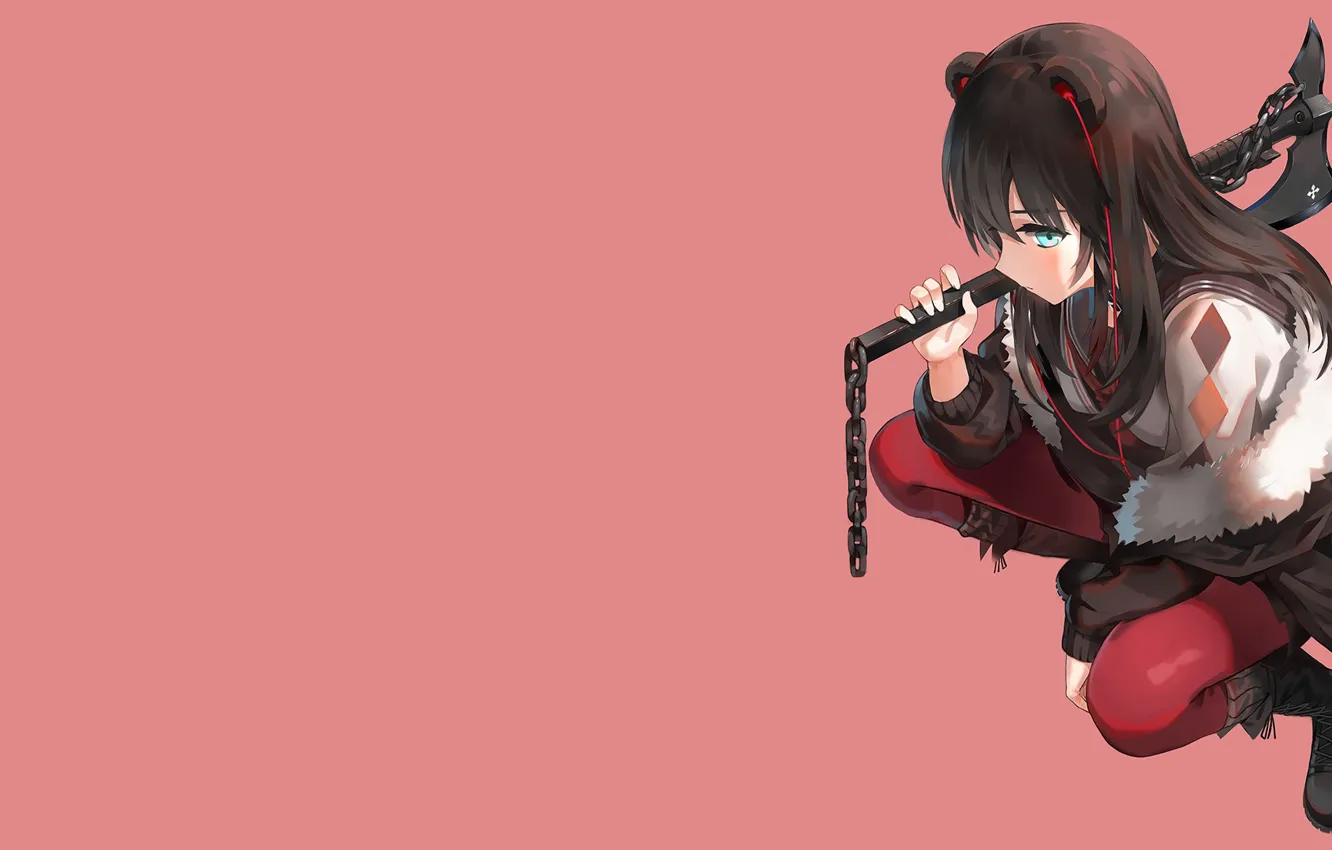 Photo wallpaper girl, red background, taper