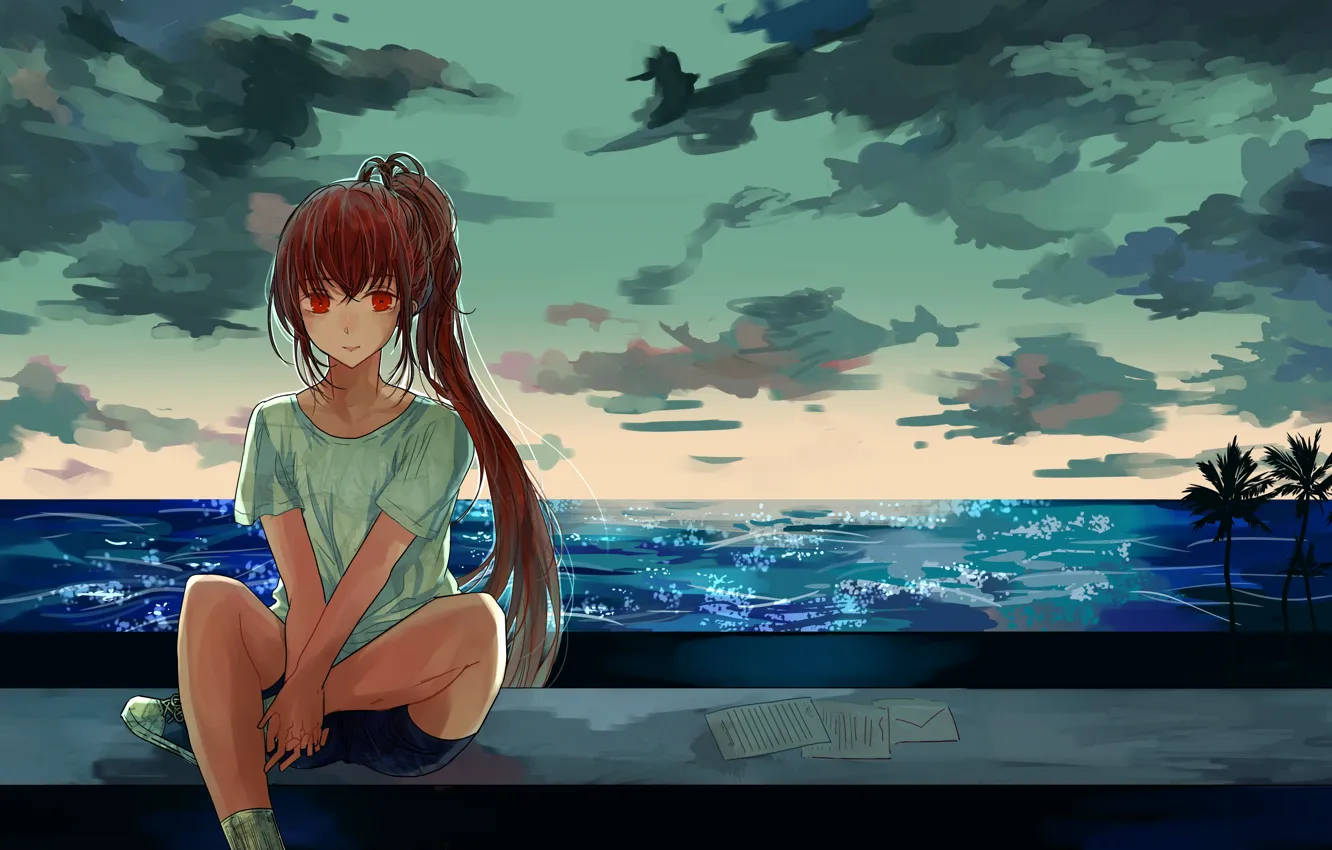 Photo wallpaper sea, girl, nature