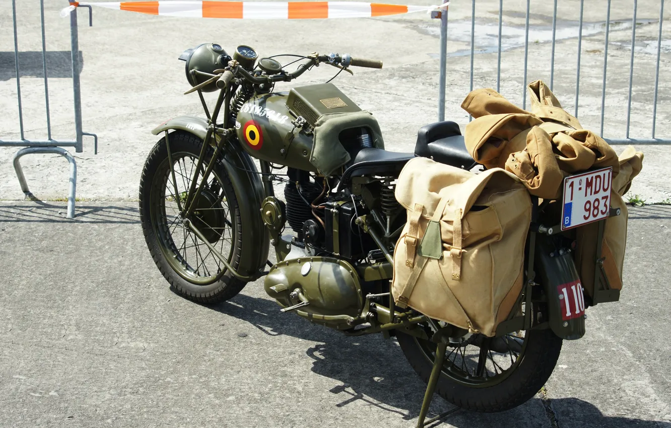 Photo wallpaper motorcycle, military, times, second, world war