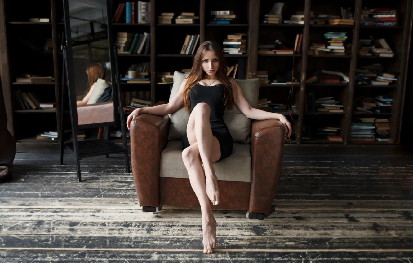 Photo wallpaper girl, pose, brunette, legs, Vasiliy Zhukov