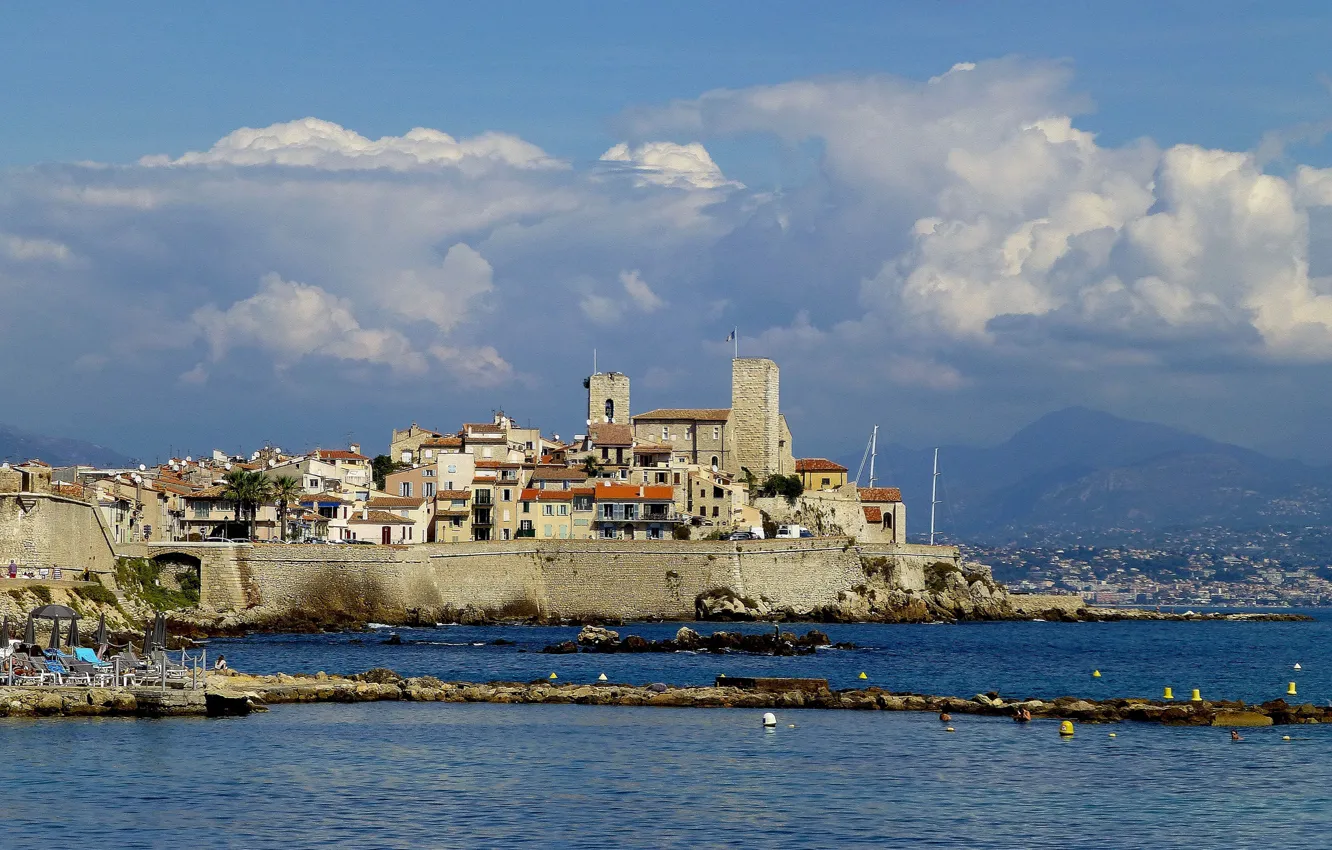 Photo wallpaper sea, France, tower, home, Cote d'azur, Antibes