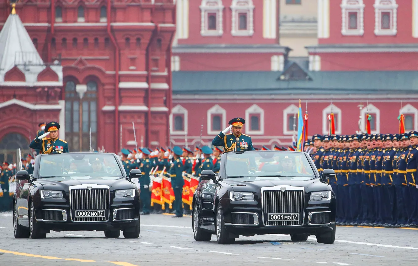Photo wallpaper soldiers, Moscow, convertible, Russia, May 9, red square, Victory Parade, The Minister of defence