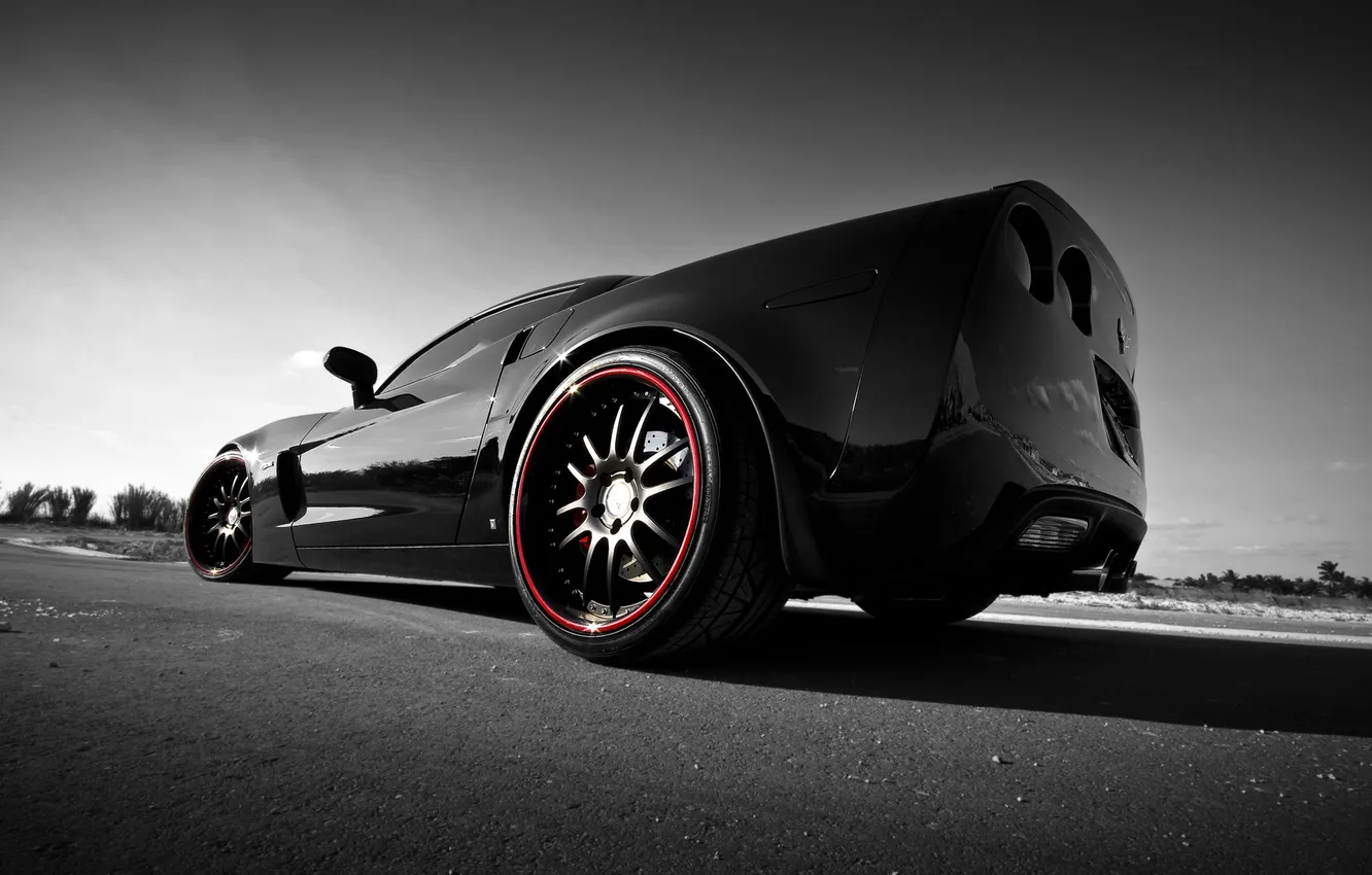 Photo wallpaper black, Z06, Corvette, Chevrolet, Chevrolet, black, Corvette, the rear part
