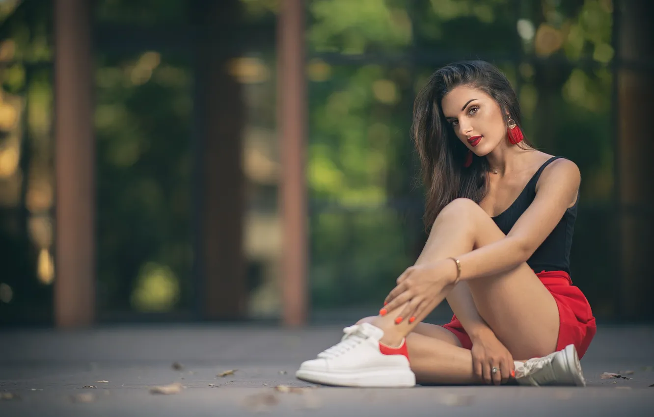 Photo wallpaper girl, pose, legs, Under