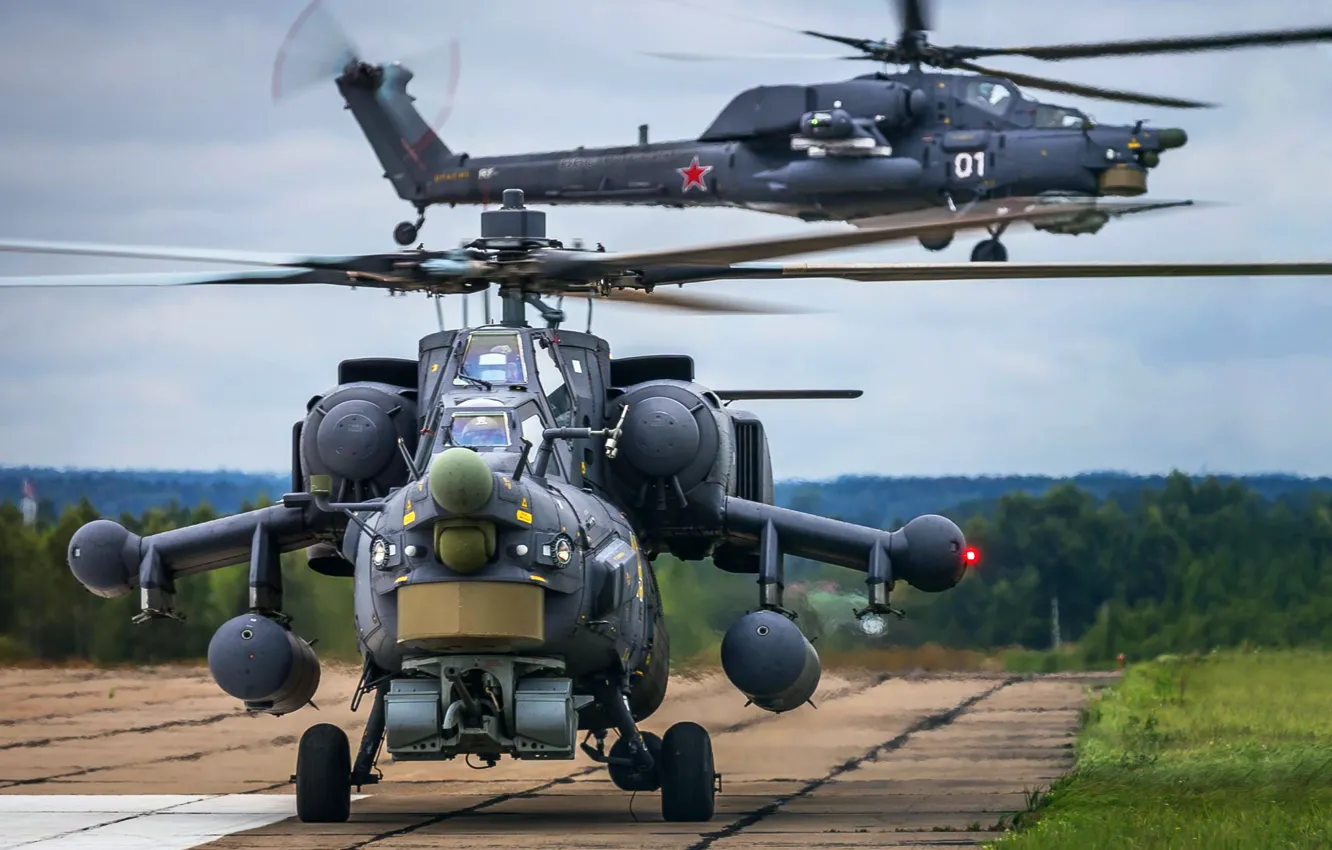 Photo wallpaper Helicopter, Strip, Army, Russia, Aviation, BBC, Mi-28N, The spoiler