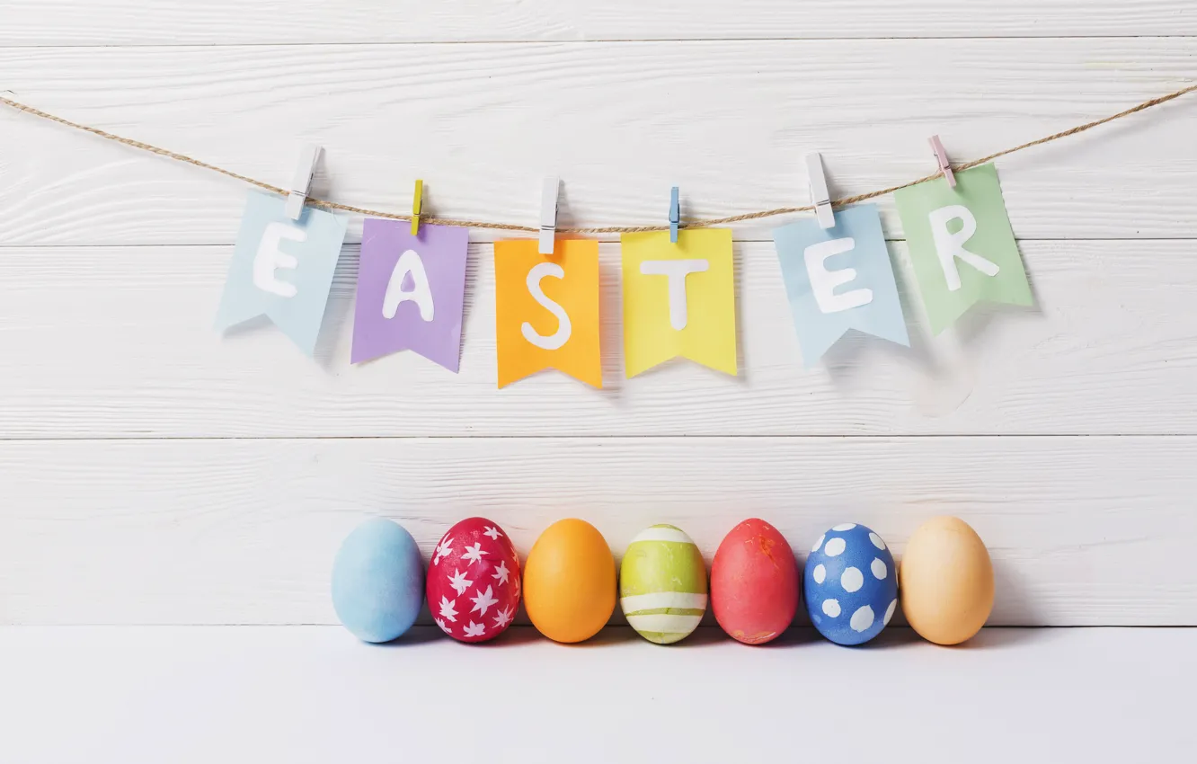 Photo wallpaper eggs, Easter, garland, Holiday, Orthodox holiday