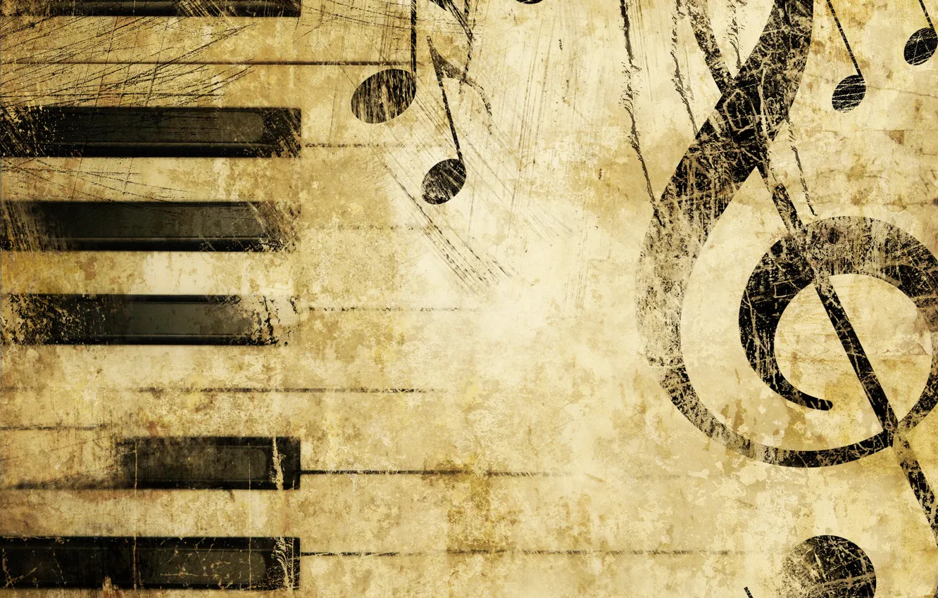 Photo wallpaper music, texture, piano, treble clef