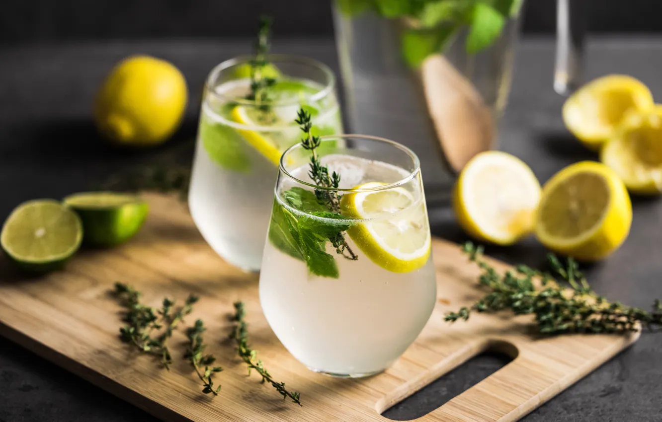 Photo wallpaper lemon, lemon, drink, water, lemonade, lemonade, vitamins