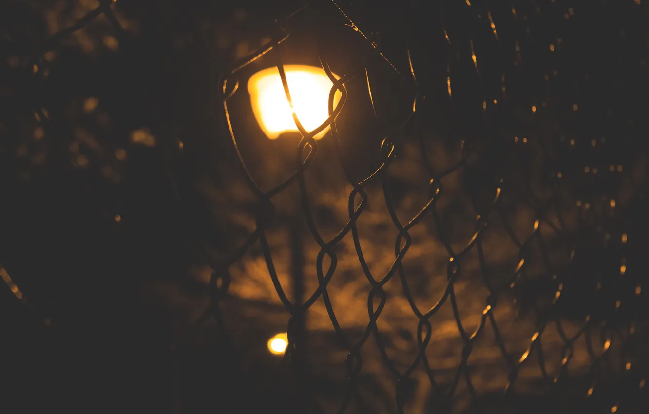 Photo wallpaper light, mesh, the fence, lantern