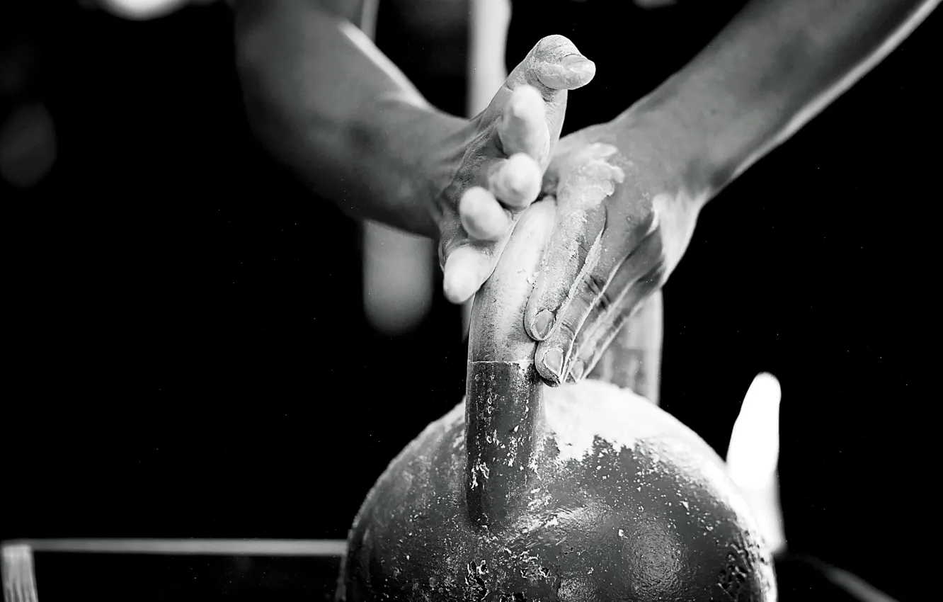 Photo wallpaper hands, crossfit, Russian dumbbell