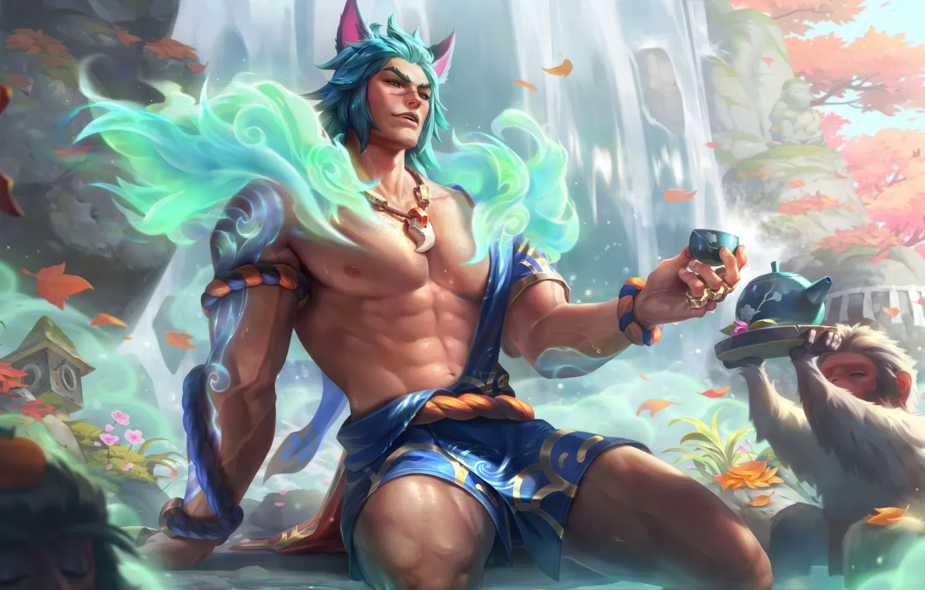 Photo wallpaper power, kettle, game, ears, characters, tray, monkeys, League of Legends