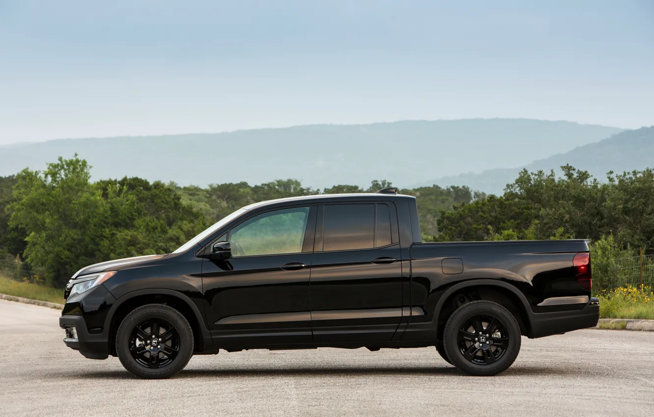 Photo wallpaper black, profile, Honda, pickup, Black Edition, Ridgeline, 2019