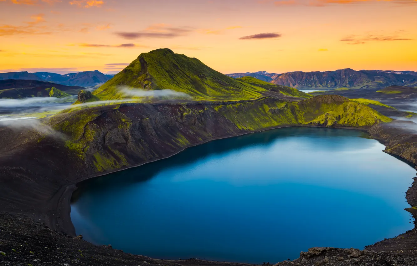 Photo wallpaper black, rocks, sand, dawn, Iceland