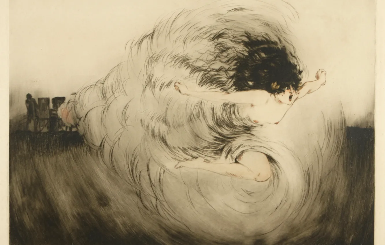 Photo wallpaper 1917, Louis Icart, art Deco, The voice of the guns, etching and aquatint