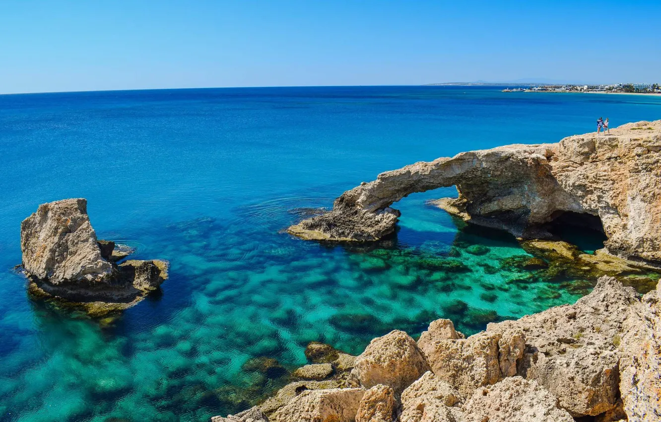Photo wallpaper sea, rocks, Cyprus