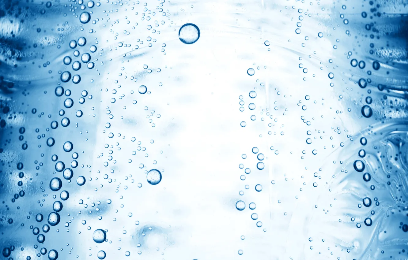 Photo wallpaper water, bubbles, blue