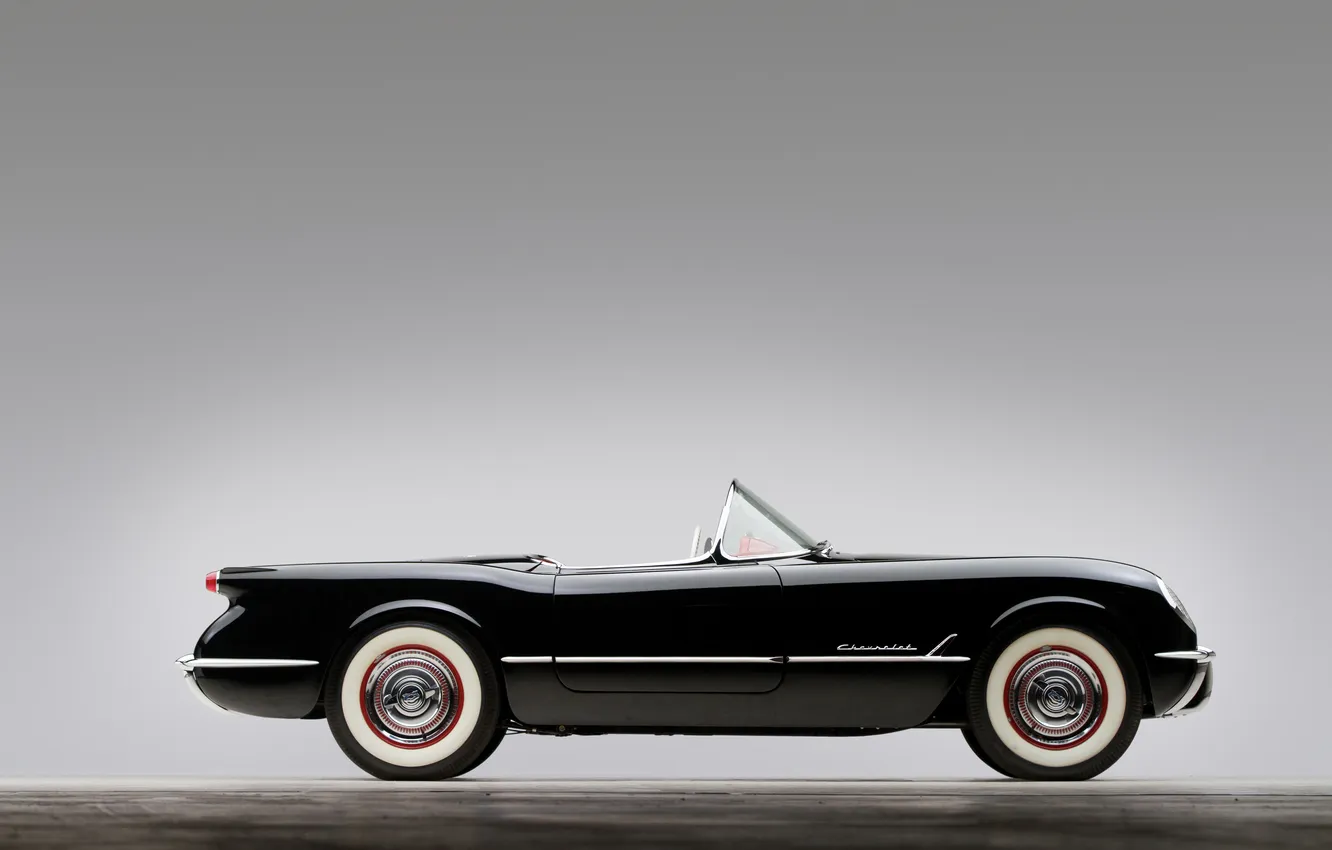 Photo wallpaper Corvette, Chevrolet, black, 1954, retro cars, Chevrolet Corvette Black