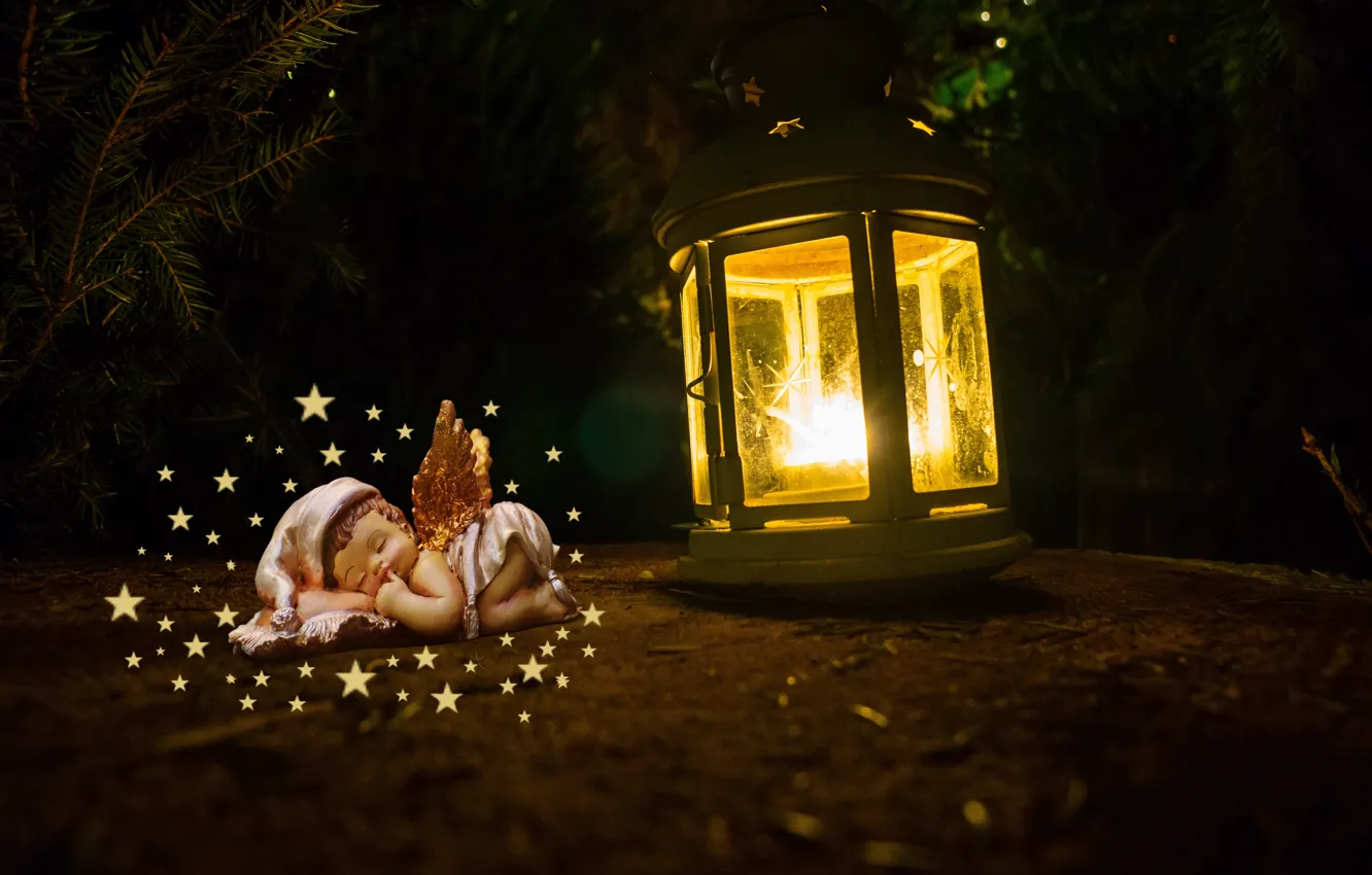 Photo wallpaper dreams, sleep, Christmas, angel, sweet dream, Christmas angel, Christmas night