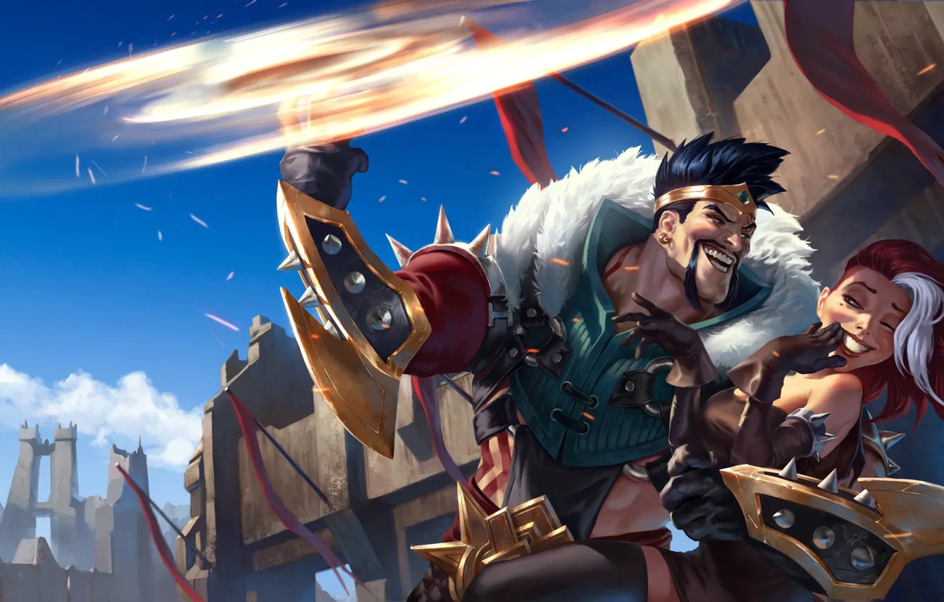 Photo wallpaper girl, man, Draven, Legends of Runeterra