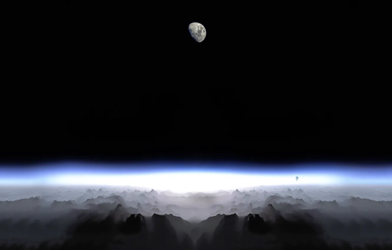 Photo wallpaper darkness, balloon, the moon