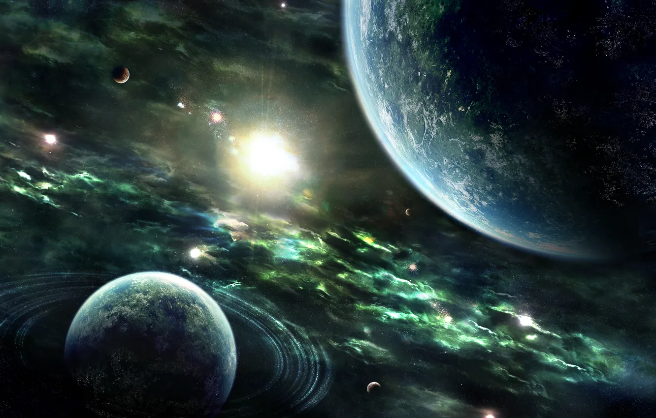Photo wallpaper Stars, Earth, Planet, Planets, Nebulae, Stars, Space, Earth