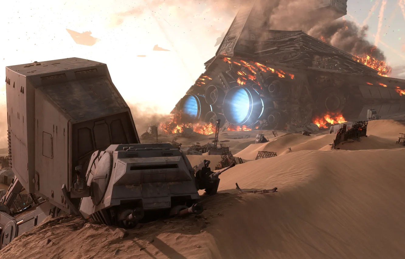 Photo wallpaper desert, battle, shooter, EA DICE, star wars battlefront