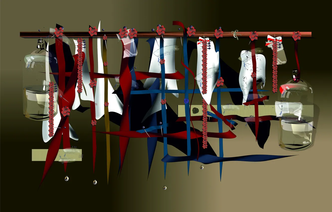 Photo wallpaper line, art, the volume, hanger, the crossbar, butyl