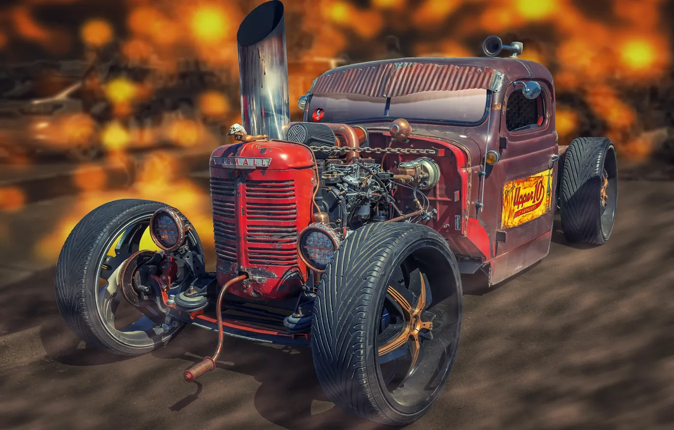 Photo wallpaper design, background, Tractor Car, FarmAll Rat Rod