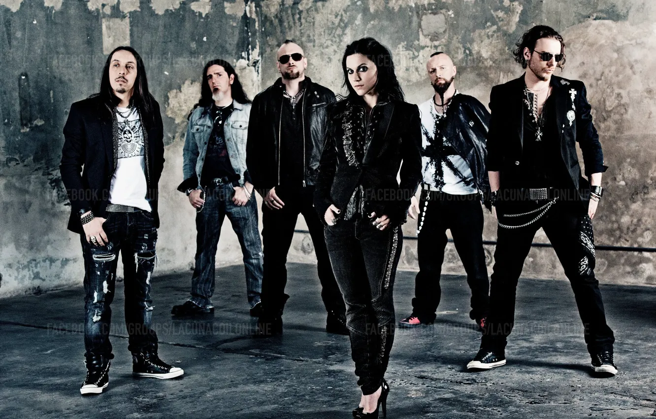 Photo wallpaper metal, black, Lacuna Coil, Cristina Scabia