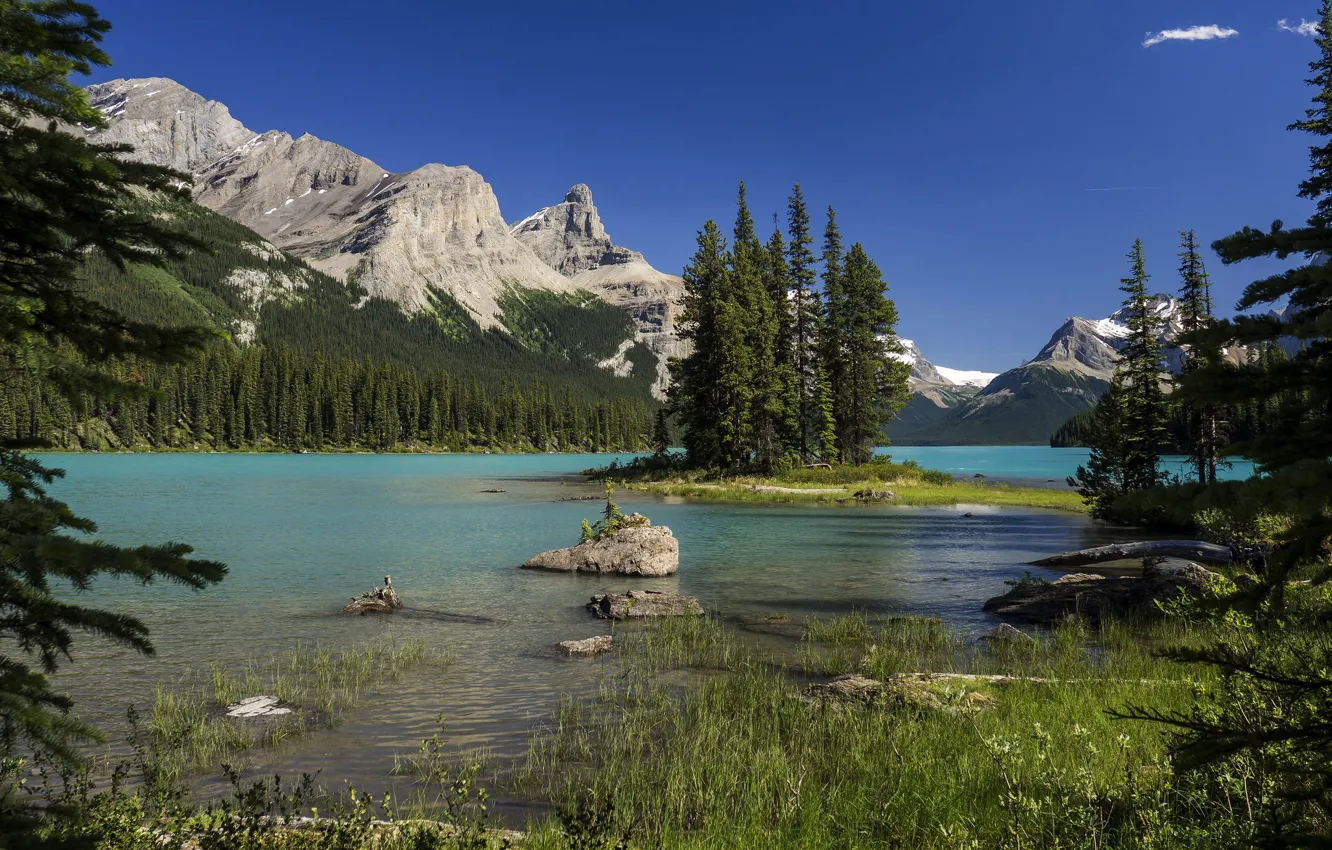 Photo wallpaper the sky, mountains, lake, island