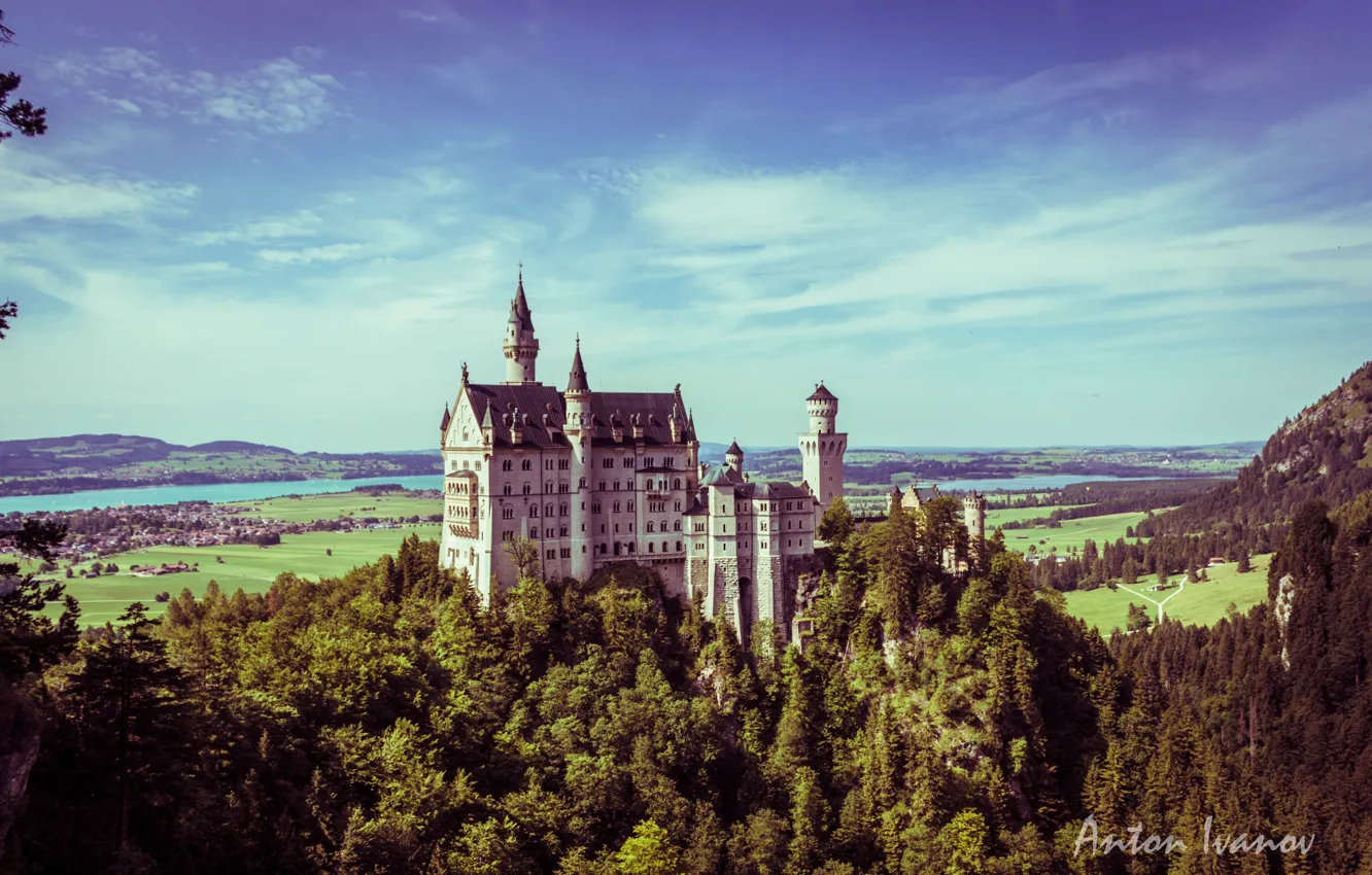 Photo wallpaper Castle, Bayern, Neuschwanstein, Germany, Neuschwanstein