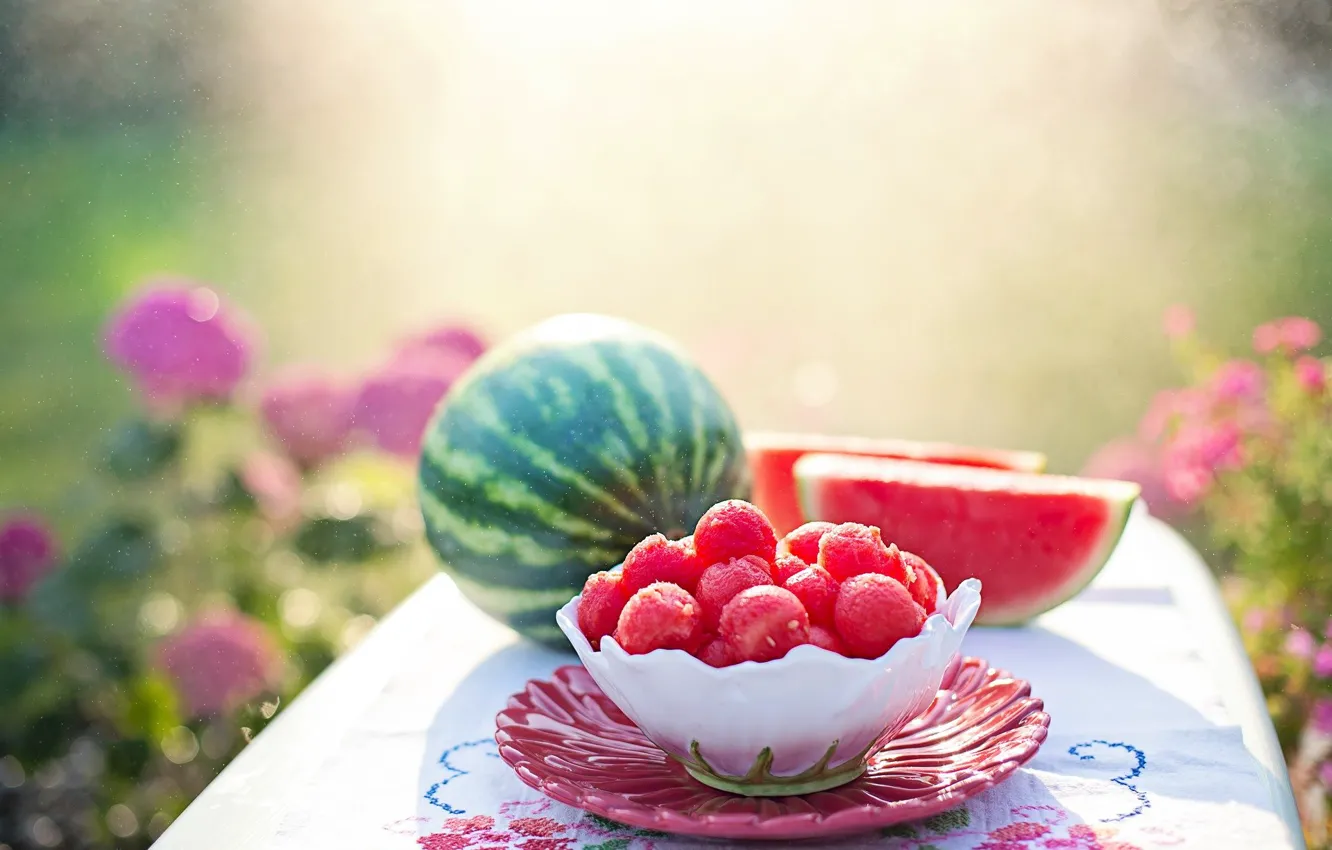 Photo wallpaper summer, watermelon, fruit, food, melon