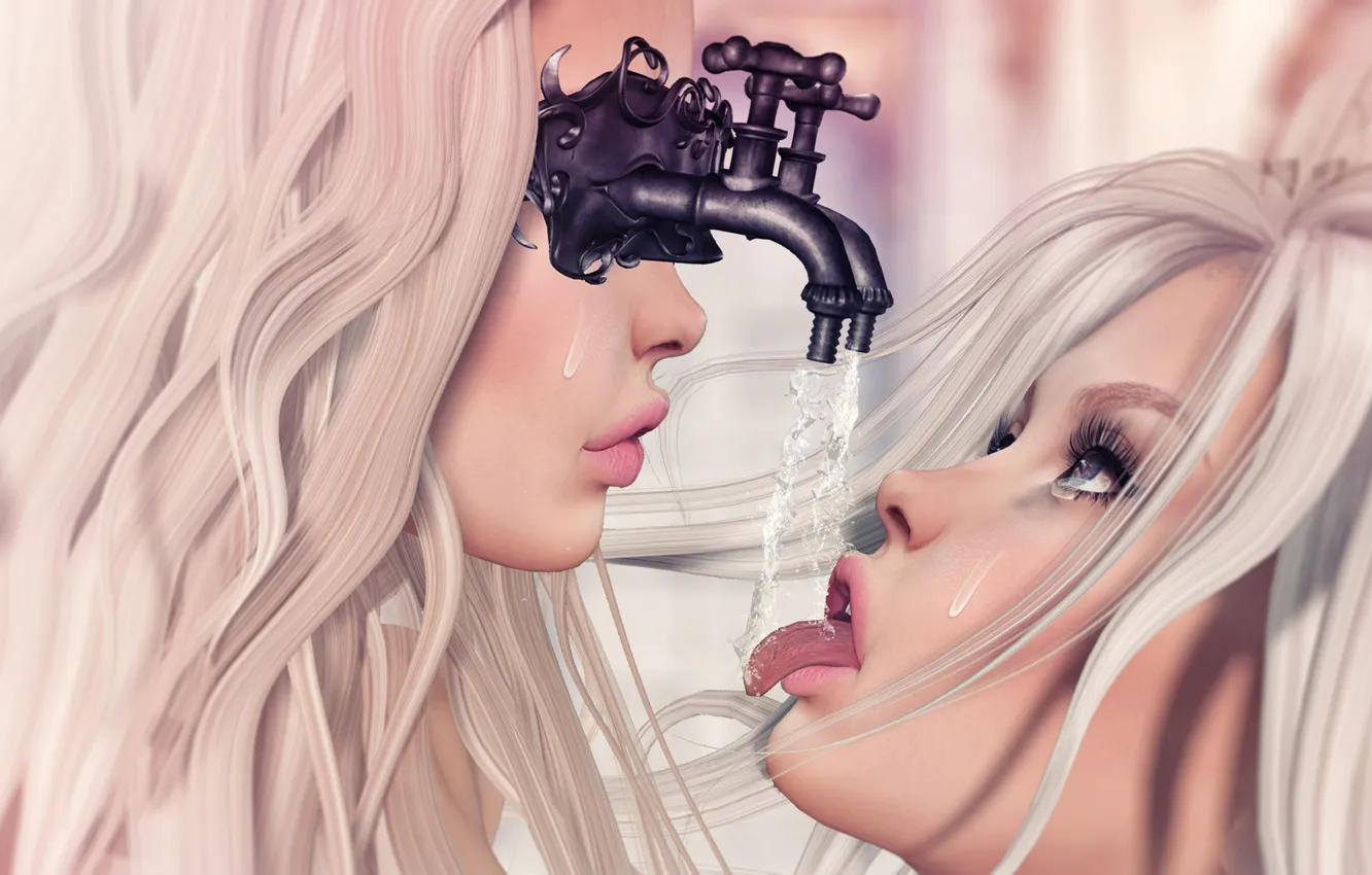 Photo wallpaper language, girl, face, hair, crane, tears