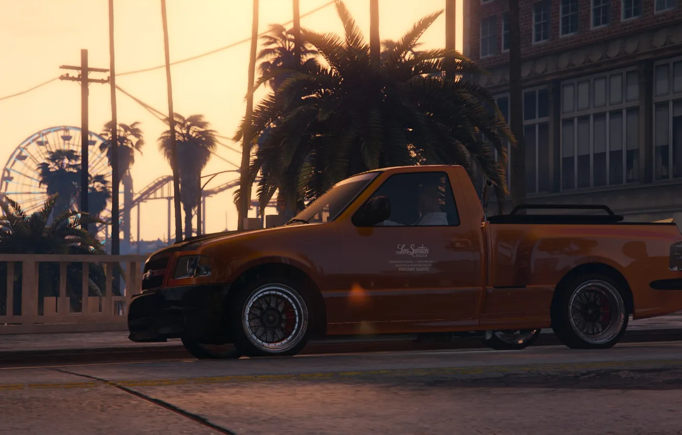 Photo wallpaper machine, city, the city, the game, game, car, Grand Theft Auto V, GTA