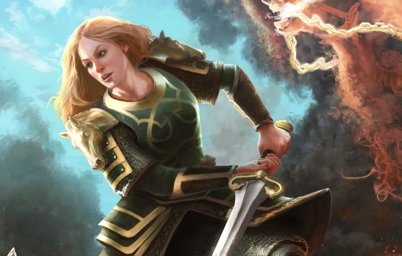 Photo wallpaper girl, sword, the Lord of the rings, art, battle, lord of the rings, eowyn, eowyn