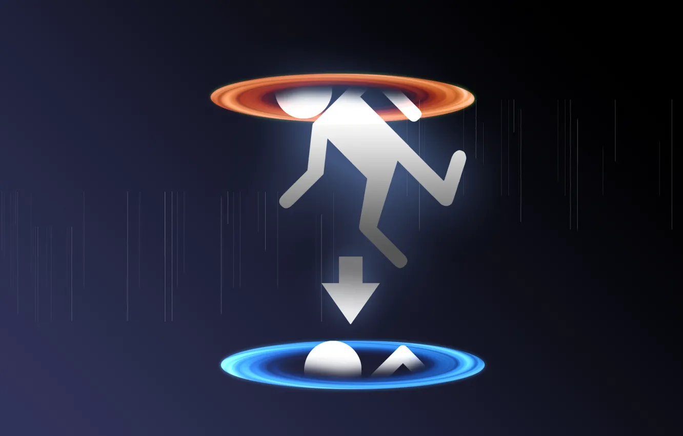 Photo wallpaper orange, blue, icon, the portal, dude, portal, glados