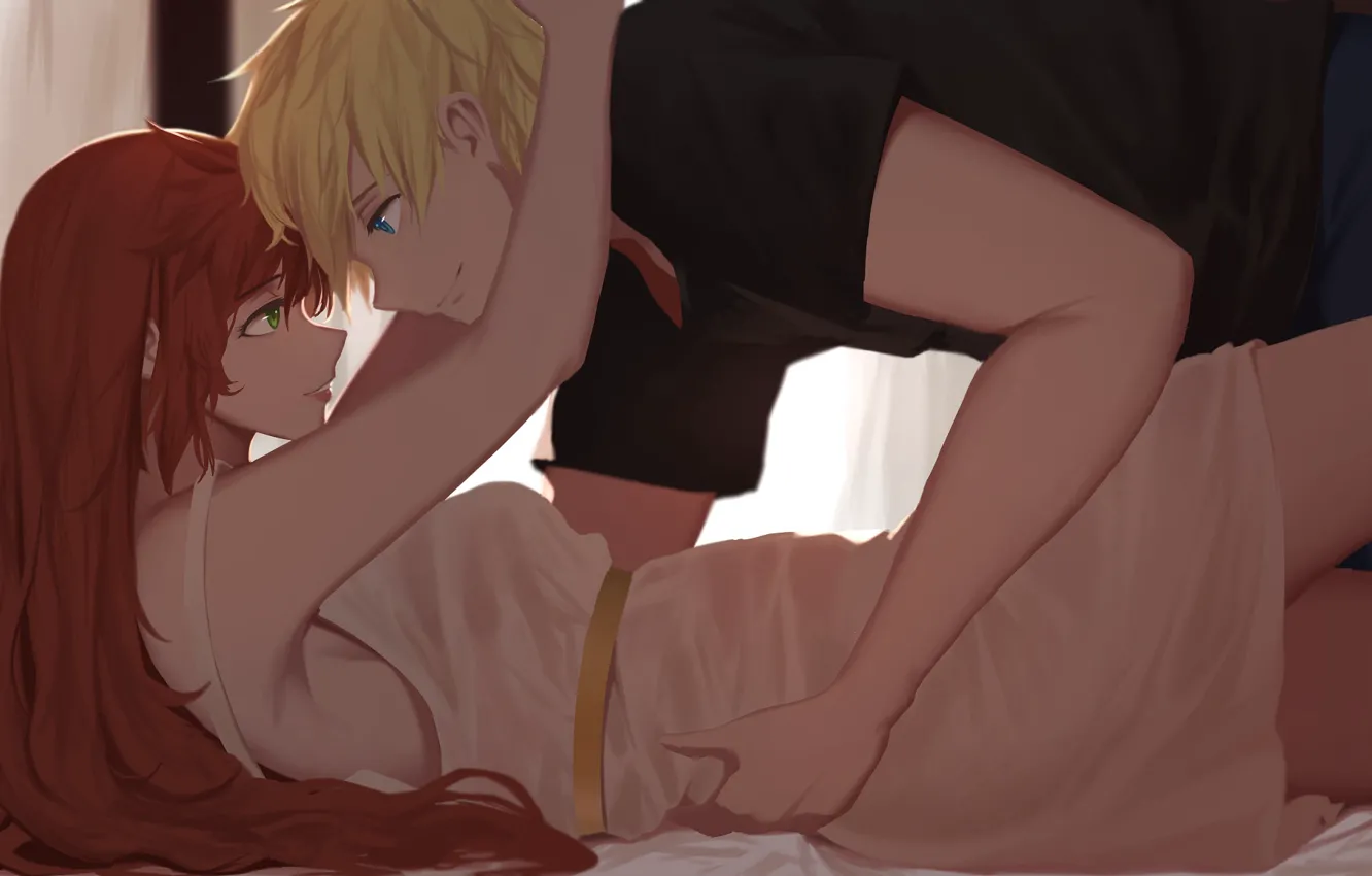 Photo wallpaper girl, romance, art, pair, guy, RWBY