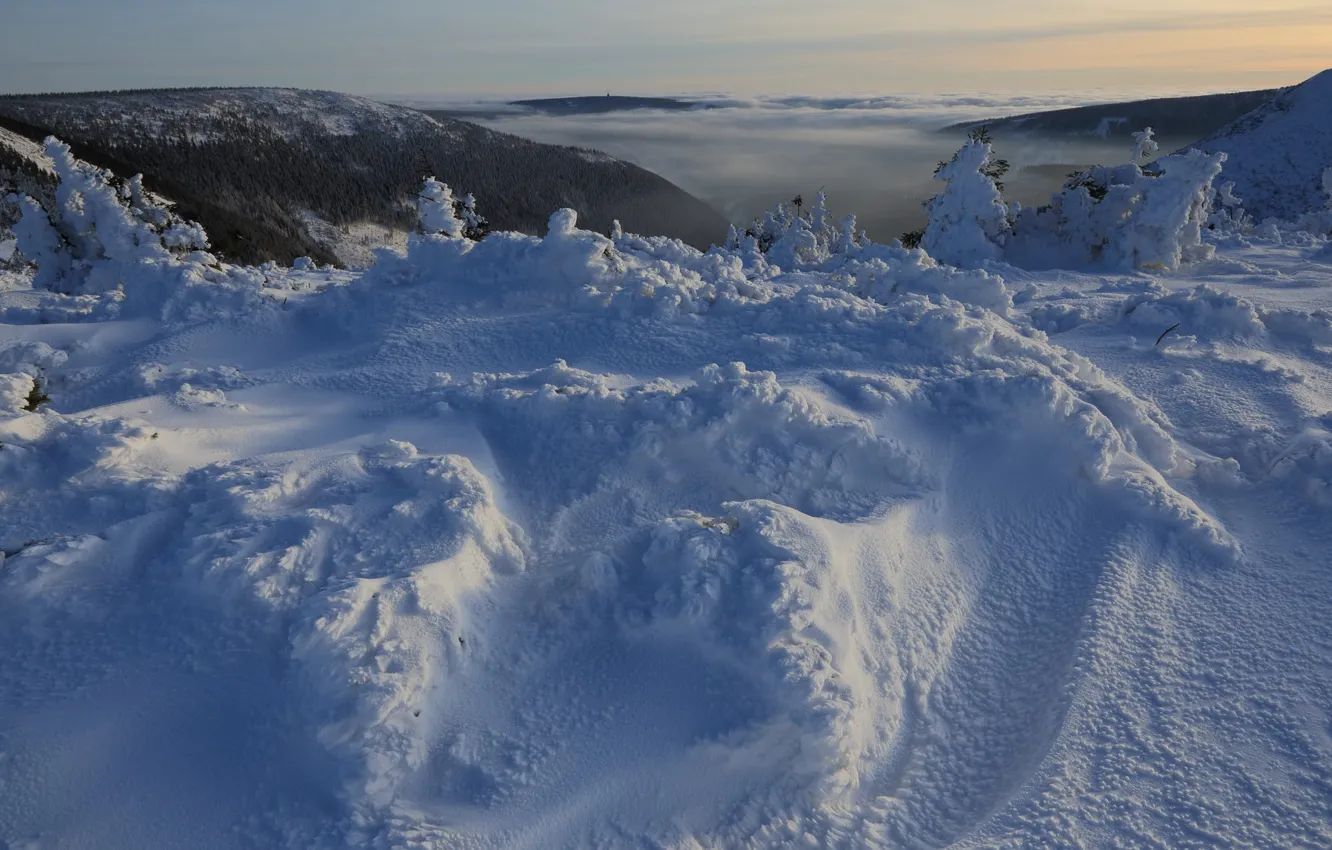 Photo wallpaper winter, snow, mountains, the snow