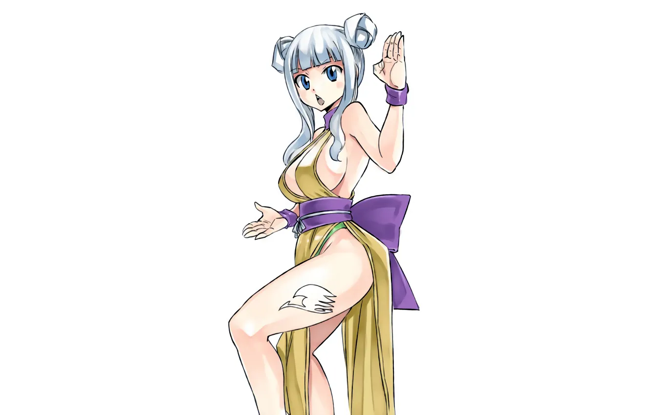 Photo wallpaper girl, sexy, cleavage, long hair, dress, boobs, anime, blue eyes