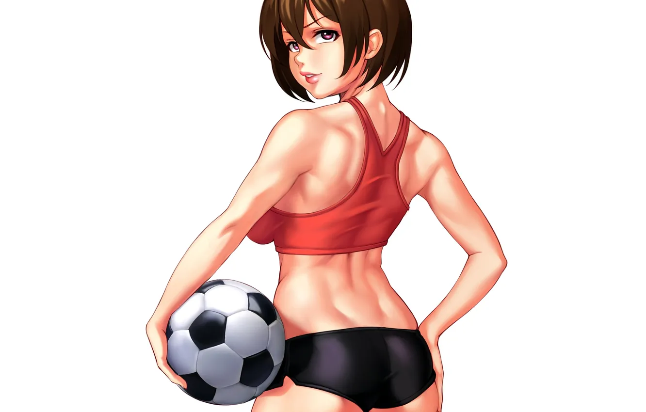 Photo wallpaper ass, look, girl, shorts, the ball, art, sporty girl