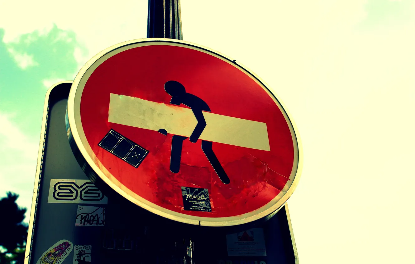 Photo wallpaper red, sign, street