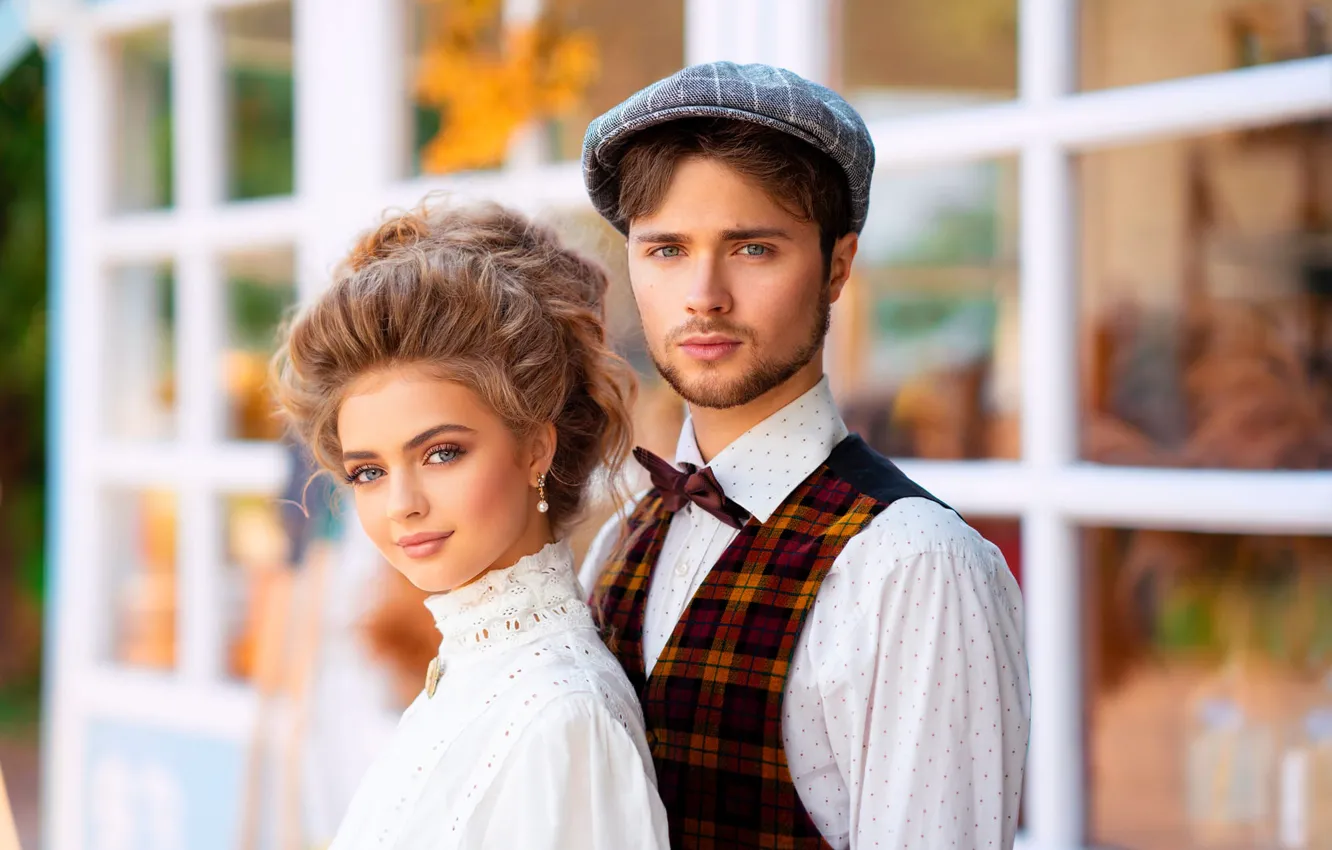 Photo wallpaper look, girl, home, earrings, hairstyle, pair, blouse, cap