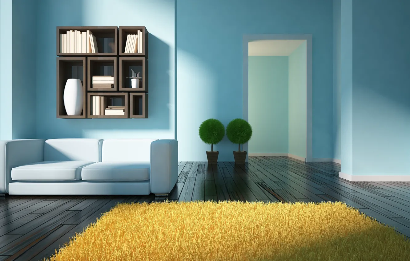 Photo wallpaper design, sofa, carpet, interior, living room, modern