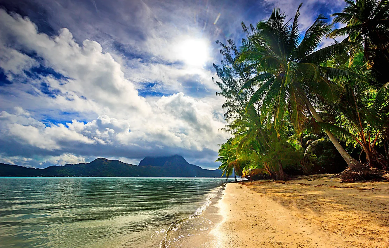 Photo wallpaper sea, landscape, nature, island, Bora Bora, tropical