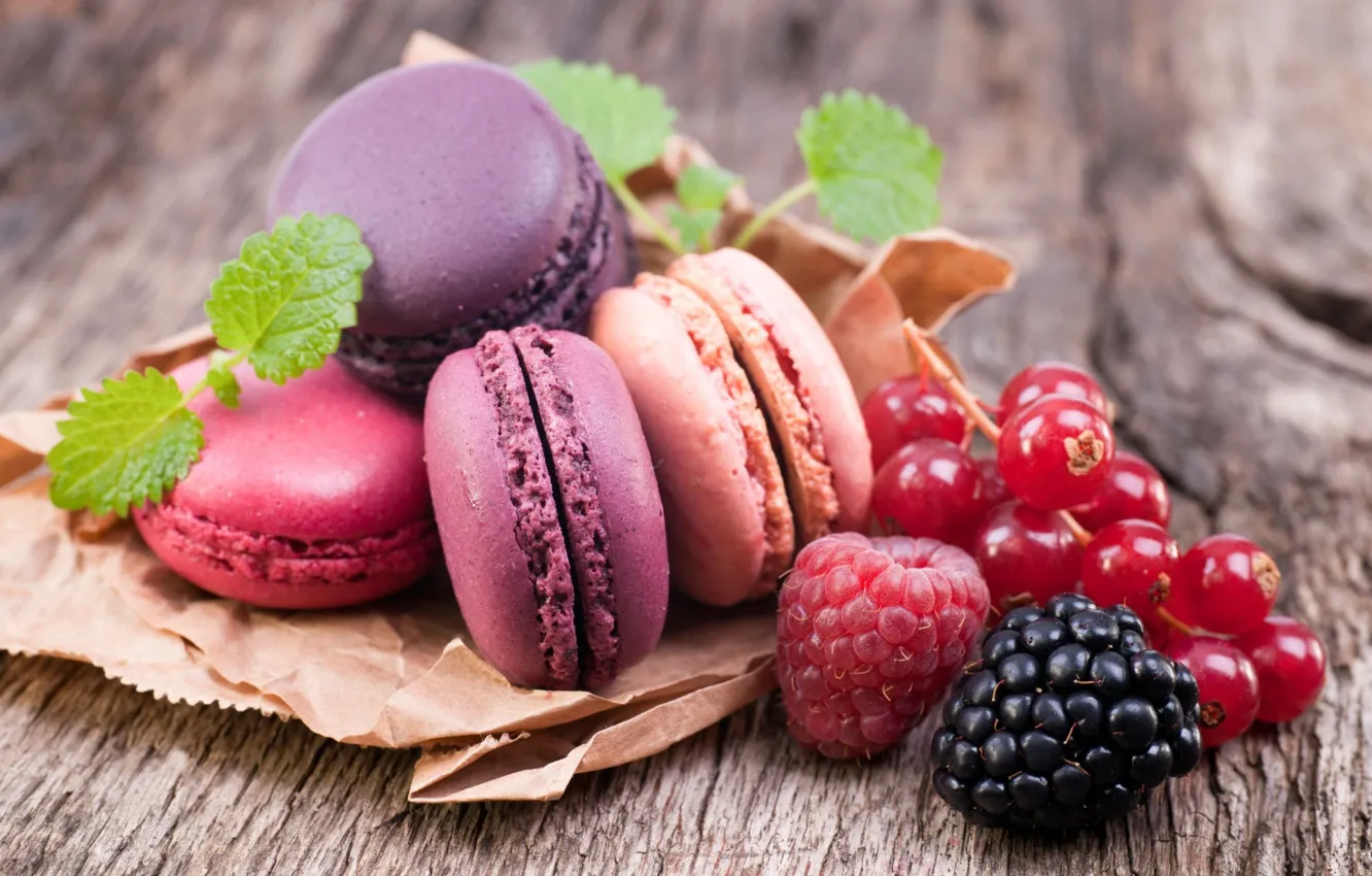 Photo wallpaper raspberry, currants, BlackBerry, macaroon