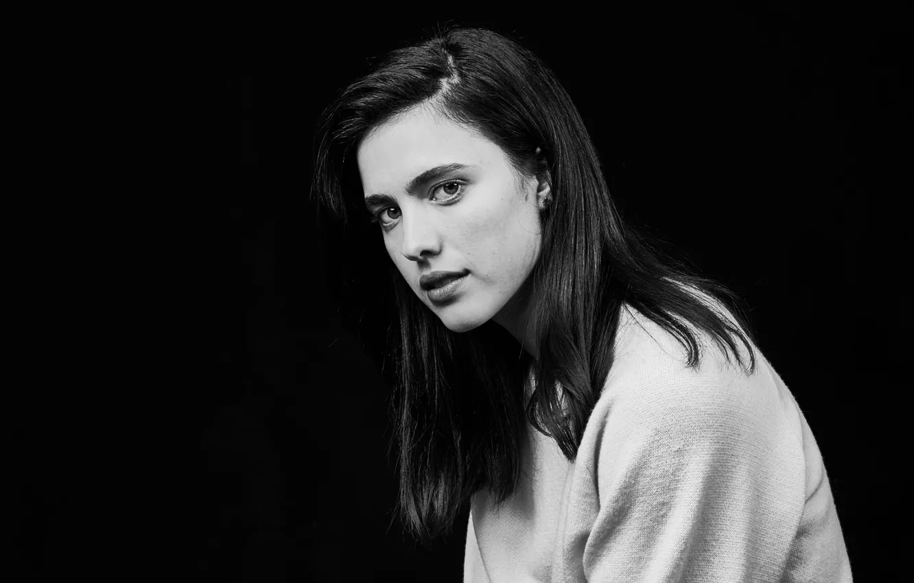 Photo wallpaper portrait, actress, brunette, black and white, black background, photoshoot, Sundance, 2017