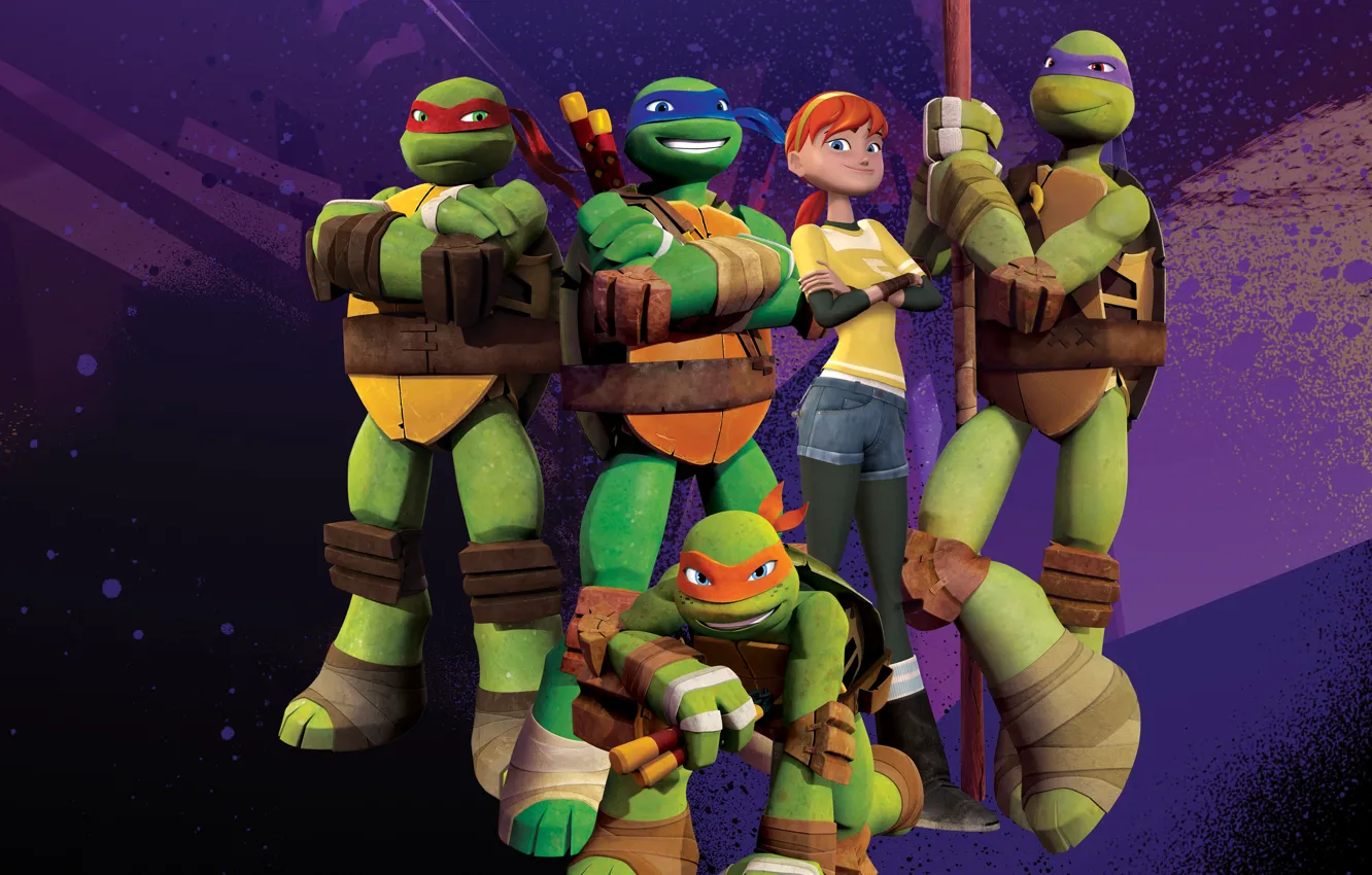 Photo wallpaper Green, TMNT, Raphael, Leonardo, Donatello, Teenage Mutant Ninja Turtles, Michelangelo, Animation