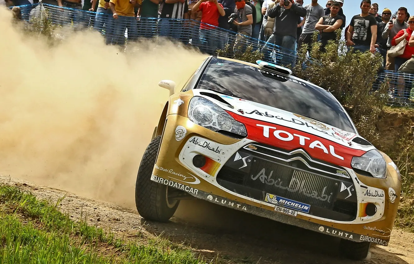 Photo wallpaper dust, Citroen, Citroen, DS3, WRC, the audience, Rally