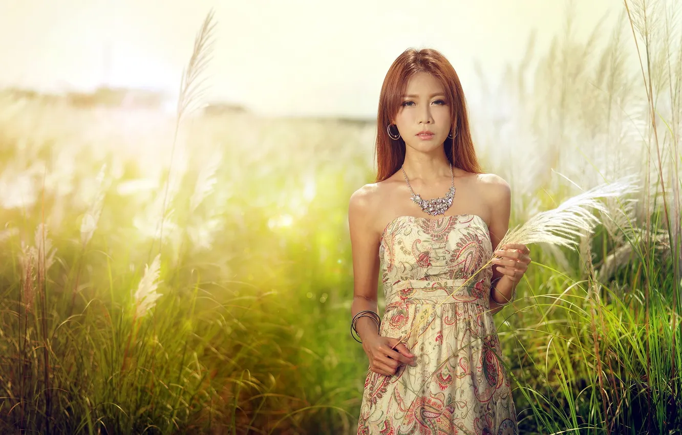 Photo wallpaper girl, background, Asian