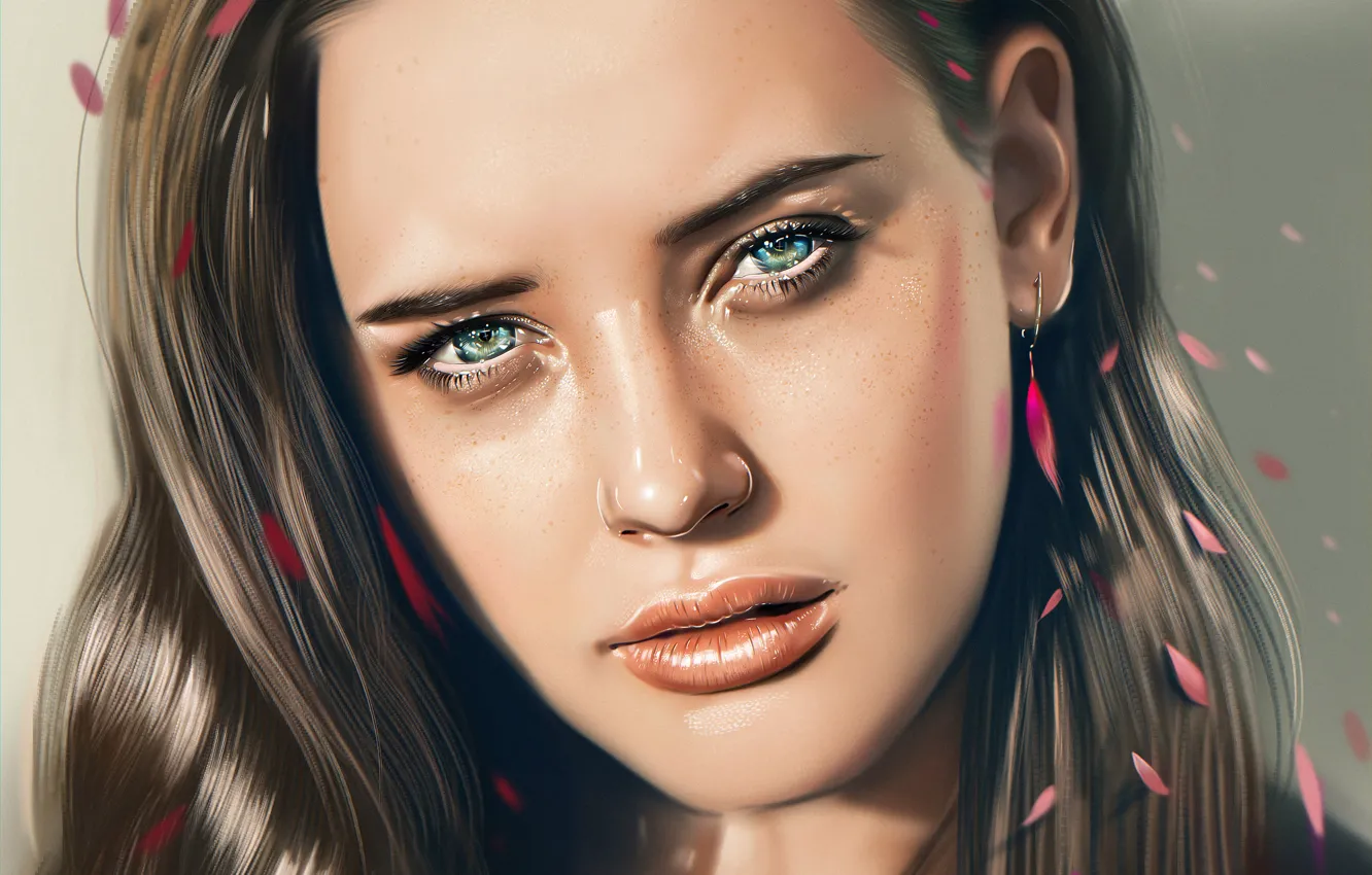 Photo wallpaper look, girl, face, figure, art, Katherine Langford